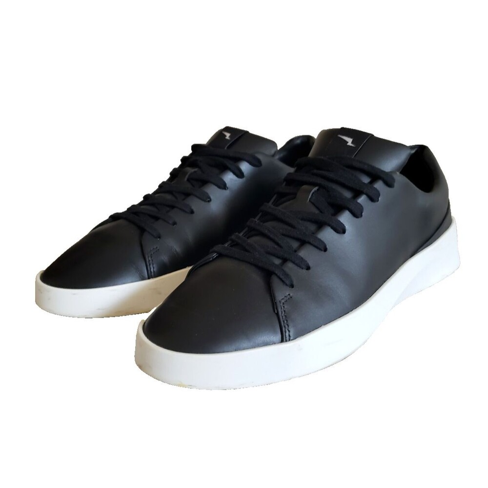 Wolf & Shepherd Cruise Lace Up Black Leather White Sneakers Shoes Men's Size 10